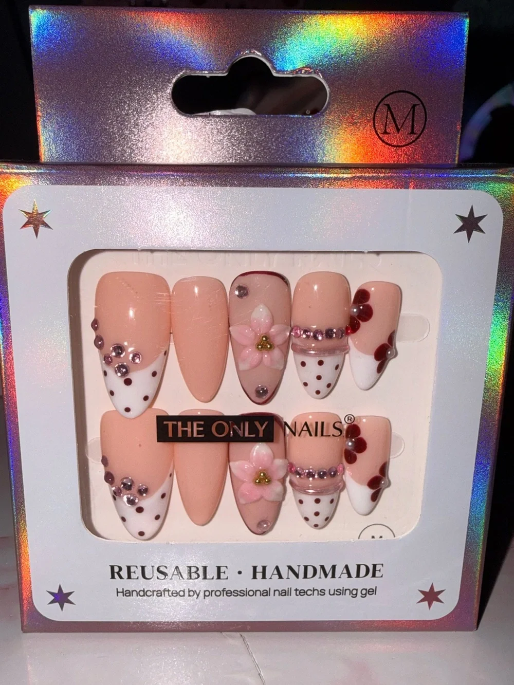 The Only Nails Reusable Pink Floral Press-On Nail Set
